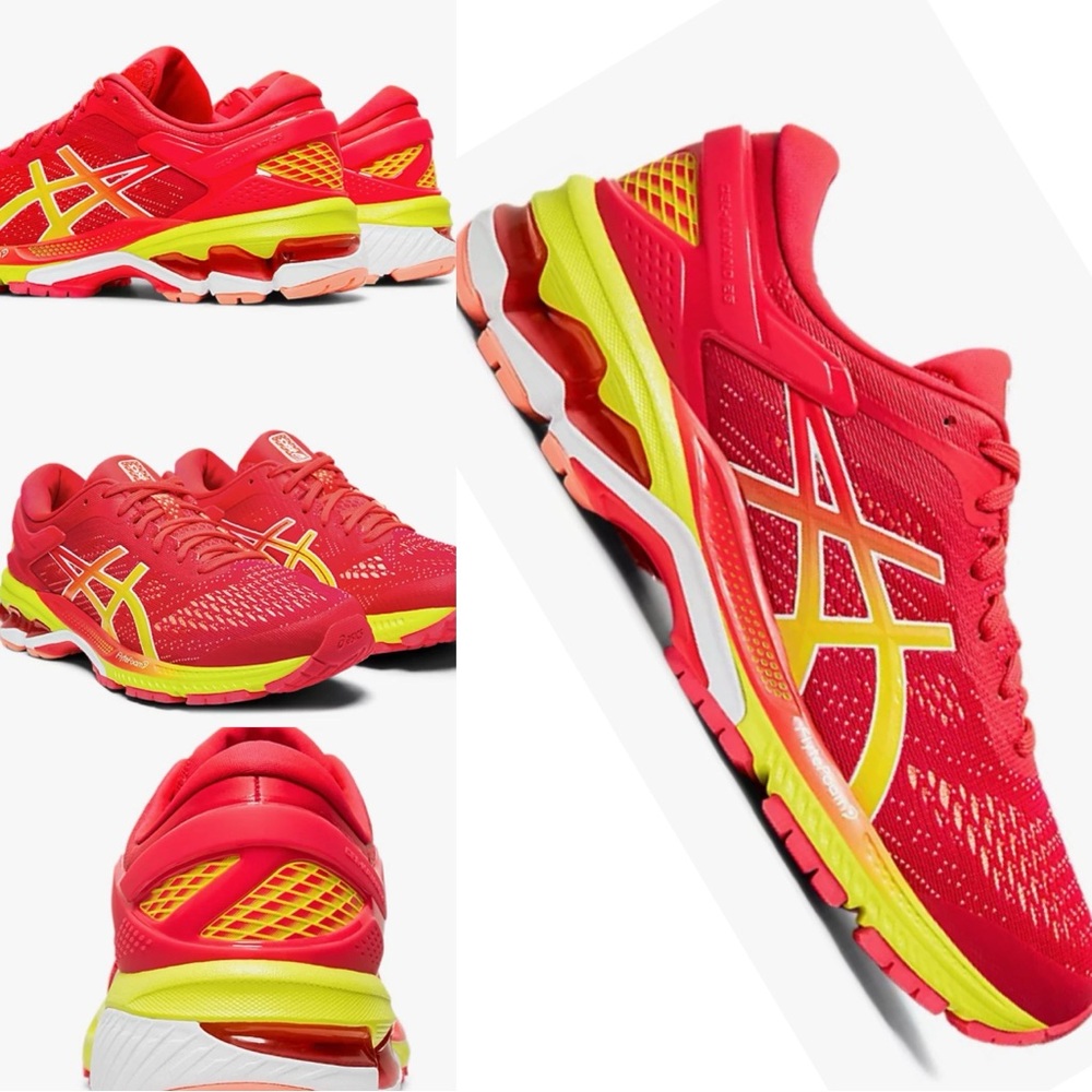 ASICS Vibrant Red and Yellow Athletic Shoes - Picture 2 of 6